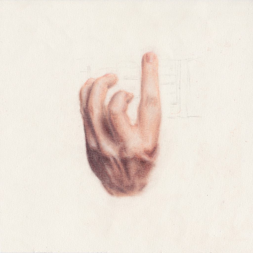 drawing of guitar hand