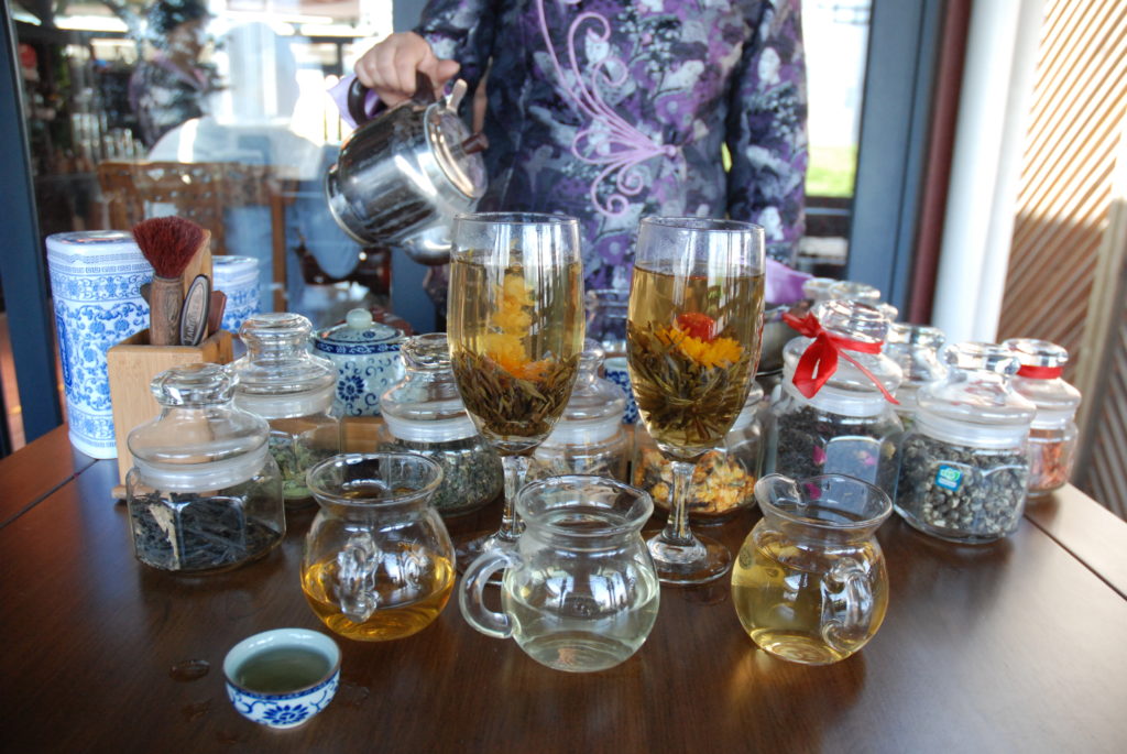 different types of tea in glasses